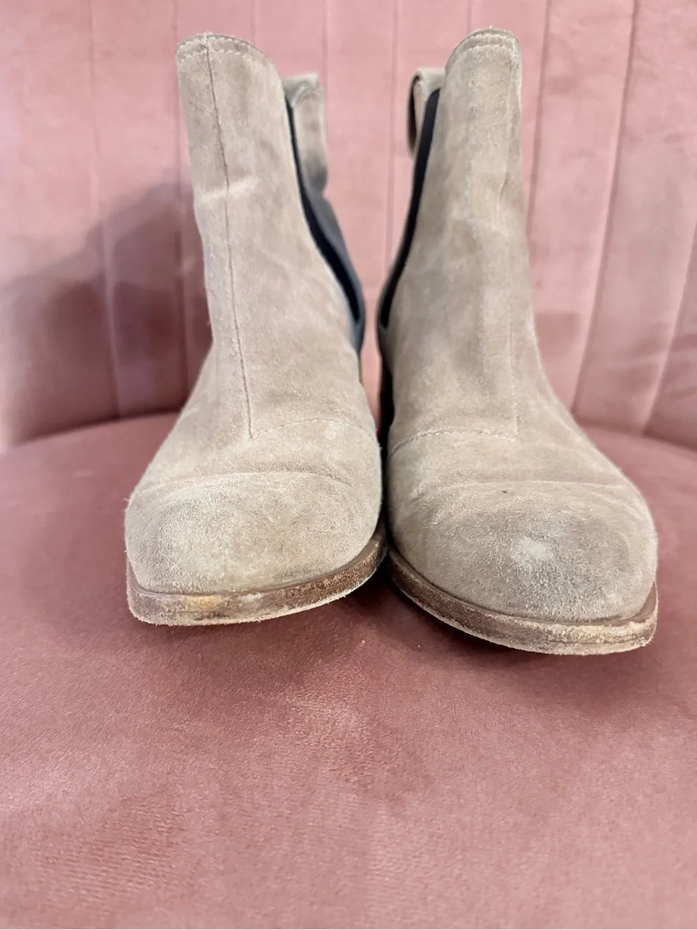 Rag & Bone Taupe Suede Western Chelsea Ankle Boots with Chunky Heel 37 7
